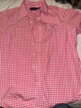 Ralph Lauren Pink Gingham Cotton Button-Down Shirt
